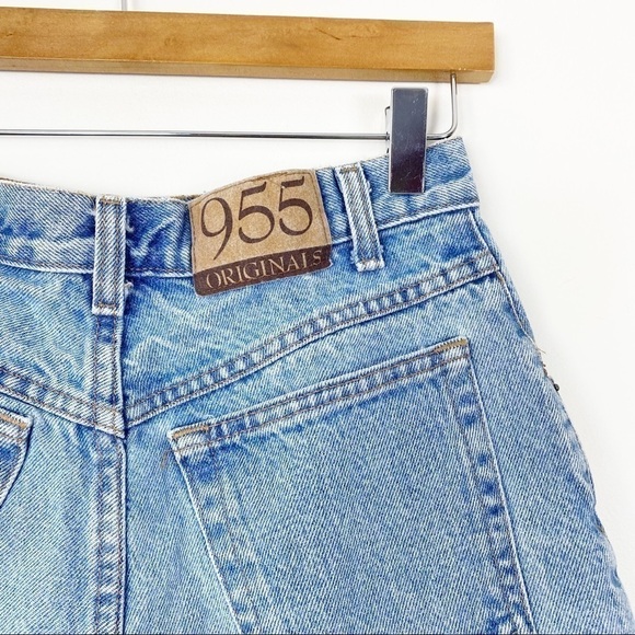 VINTAGE 955 ORIGINALS Light Wash High Waist Cutoff Shorts Hot Pants Booty 7 24 - Picture 2 of 9
